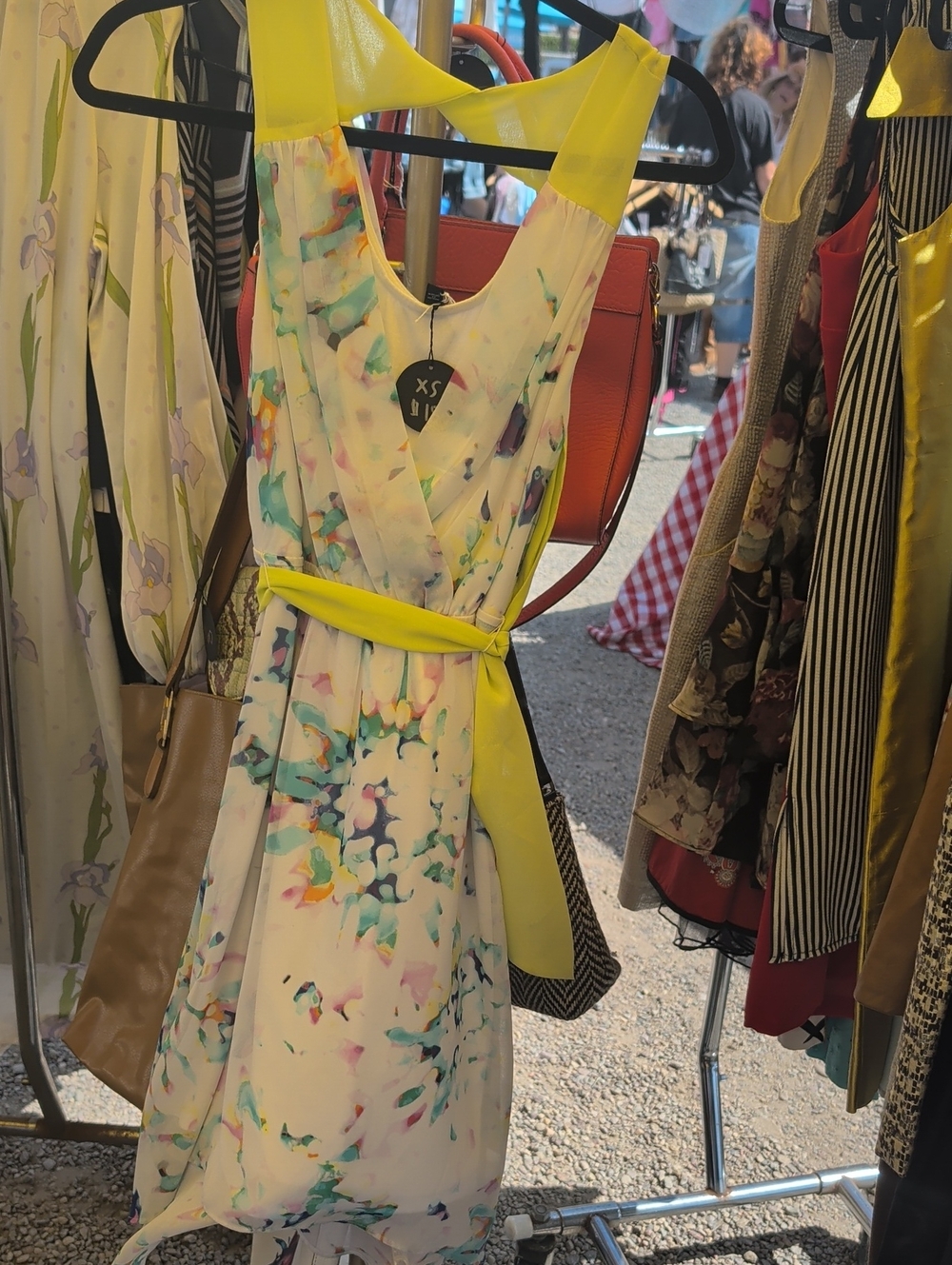 Express Yellow-Accent Floral Midi Dress